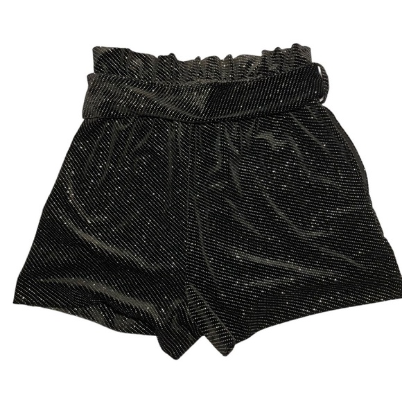 Zara Black Sparkly Shorts with a Belt Size S Sparkle Shine - Picture 2 of 6